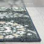 Maples Rugs Reggie Floral Runner Rug - Made in USA - Washable, Non Slip Indoor Carpet for Kitchen, Hallway, and Laundry Room, 2'6" x 8', Persian Blue