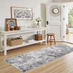 2X6 Washable Runner Rug for Hallway: Soft Neutral Modern Abstract Area Rug - Non-Slip Low Pile Long Throw Indoor Carpet for Kitchen Entryway Kitchen Bedroom Laundry Bathroom - Grey