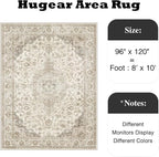 HUGEAR Area Rug 8x10 Vintage Brown Machine Washable Living Room Rugs Thin Neutral Floral Vacuumable Low Pile Carpet Bedroom Office Dining Room Laundry Room Non Slip Soft Lightweight