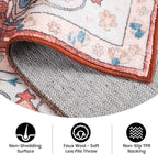 Area Rug 4x6, Washable Faux Wool Throw Rugs for Living Room, 0.3″ Non Slip Low Pile Vintage Boho Carpet for Ding Room, Home Office, Bedroom, Kids Room, Bedside (Red)