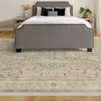 RUGGABLE Washable Vintage Area Rug – Kamran Ivory Opal 8x10, Stain-Resistant, Non-Slip – Large Machine Washable Rugs for Living Room, Bedroom, Hallway, Entryway & Office–with Standard Pad