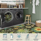 Lahome Floral Washable Entryway Rug - 2x4 Non-Slip Low-Pile Hallway Runner Soft Throw Kitchen Mat Bath Rug Green Paisley Print Indoor Carpet for Laundry Living Room Entrance