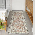 Uphome Bathroom Runner, Distressed Tribal Farmhouse Orange Bathroom Mat, Large Bath Rugs Non Slip Washable, Oriental Retro Boho Bath Mat Runner for Bathtub Sink Laundry, 24x59 inch