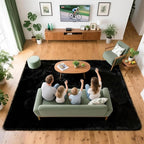 8x10 Solid Fluffy Black Area Rug – Washable, Durable, Extra Large Living Room Rug, Non-Slip High Pile Shag Rugs for Bedroom, Playroom, Nursery Rooms, Kids Room, Soft Indoor Floor Carpet Decor
