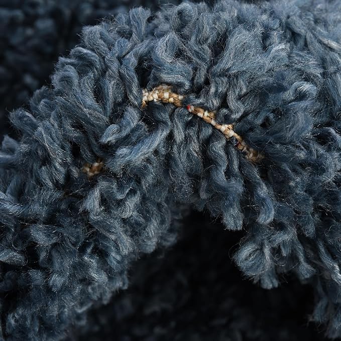 Unique Loom Davos Shag Collection Area Rug - Solid (10' Round, Marine Blue)
