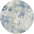 Lahome Modern Abstract Round Rug 4Ft, Blue Washable Front Door Mat Soft 4x4 Circle Rug for Entryway Bedroom Non Slip, Contemporary Indoor Floor Carpet for Living Room Sofa Bedroom Nursery Decor
