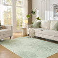 WITSHOCK 6x9 Washable Rug for Living Room,Modern Floral Distress Print Pattern Area Rugs,Stain Resistant with Non Slip Backing Carpet for Dining Room,Bedroom & Home Decor,Green/Light Green