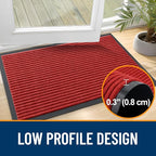 OLANLY Front Door Mat Indoor Outdoor Entrance, Waterproof Heavy Duty Doormat, Fade Resistant, Low Profile, Easy Clean Patio Porch Welcome Floor Mats for Entry, 40x32, Red