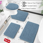 OLANLY Bathroom Rugs 30x20, Extra Soft Absorbent Chenille Bath Rugs, Rubber Backing Quick Dry, Machine Washable Bath Mats for Bathroom Floor, Tub and Shower, Home Decor Accessories, Airy Blue