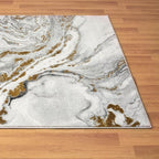LUXE WEAVERS Marble Effect Abstract Gray 4x5 Area Rug
