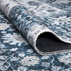 Bloom Rugs Caria Washable Non-Slip 6x9 Rug - Navy Blue Traditional Bordered Area Rug for Living Room, Bedroom, Dining Room, and Kitchen - Exact Size: 6' x 9'