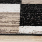 Superior Indoor Area Rug, Jute Backing, Plush Modern Rugs for Entryway, Kitchen Floors, Office Floor Cover, Color Block Rugs, Rockwood Collection, 8' x 10', Ivory/Beige