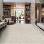 Easy Jute Rugs 10x14 Bordered Bone Color Living Room Indoor Outdoor Area Rug for Patio and Kitchen Rug High Traffic Washable Easy to Clean Solid Boho Woven Design Outside Carpet (10 x 14)