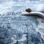 Rugcomf Area Rug 5x7 Washable Rug Boho Soft Abstract Pattern Non-Slip Non-Shedding Faux Wool Vintage for Living Room, Bedroom, Farmhouse, Dining Room, Indoor, Kids Playroom, Blue