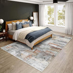 vivorug Grey 9x12 Area Rugs for Living Room, Non Slip Machine Washable Modern Abstract Rug, Ultra-Thin Lightweight Large Area Rug Carpet for Bedroom, Dining Room, Low Pile