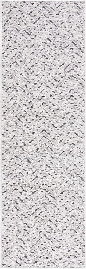 SAFAVIEH Adirondack Collection Runner Rug - 2'6" x 10', Ivory & Charcoal, Chevron Design, Non-Shedding & Easy Care, Ideal for High Traffic Areas in Living Room, Bedroom (ADR104N)