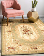 Unique Loom Versailles Collection Traditional Classic Floral Motif Area Rug (4' 0 x 6' 0 Rectangular, Green/ Ivory)