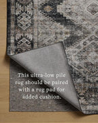 Loloi Amber Lewis Josie Collection JOS-04 Ink/Earth 3'-6" x 5'-6", .13" Pile Height, Low Profile, Machine Washable, Accent Rug