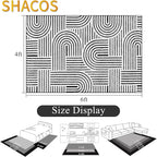 SHACOS Soft Cozy Fluffy Arch Pattern High Low Pile Rugs 4'x6' Non Slip Washable Scandinavian Minimalist Rug Modern Geometric Arc Carpet for Living Room Bedroom Dining Room, Black White