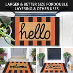 KOZYFLY Striped Rug 27.5x43 Inches Orange and Black Halloween Fall Front Door Rug Hand Woven Area Rugs Washable Outdoor Doormats Indoor Entrance Mat for Front Porch Kitchen Entryway Patio Holiday