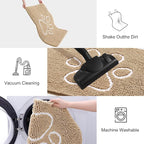 Smiry Dog Door Mat for Muddy Paws, Absorbent Dirt Trapper Non Slip Quick Dry Washable Chenille Mat for Mud Dogs, Entry Rug for Indoor and Outdoor (47x24 Inches, Beige and White)