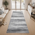 PADOOR Modern Abstract Runner Rug - 2x10 Washable Hallway Rugs, Ultra Soft Non-Slip Low Pile Floor Rugs for Hallway Entryway Kitchen Bedroom Bedside Laundry Room Black