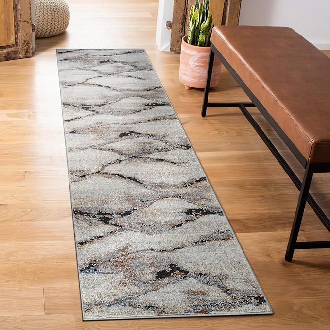 Rugshop Contemporary Gray Striated Area Rug Durable, Kid & Pet Friendly 2' 3" x 6' Runner Ideal for Hallway, Kitchen, Entryway, or Behind The Sofa