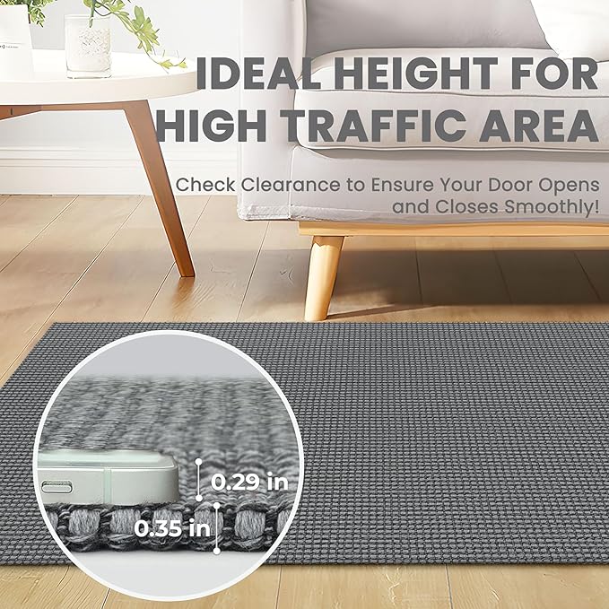 Braided Runner Rug 3x16 Ft Washable Runners for Hallways Non Slip Rubber Backed Kitchen Runners Cotton Long Entryway Runner Indoor, Woven Carpet for Hall Stair Entryway, Dark Grey/Grey