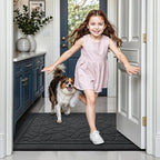 LUMI Door Mat Indoor Entrance 24"x36", Front Welcome Mat with Non-Slip Rubber Backing, Low Profile Dirt Trapper Inside Doormat for Entrance, Garage, Patio, Grey