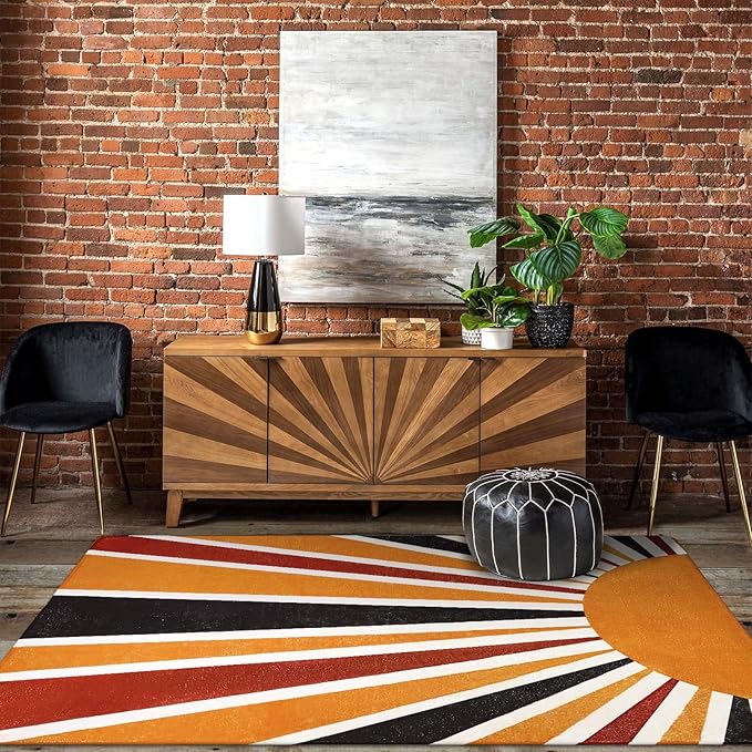Lahome Boho Area Rug: 3'x5' Washable & Non-Slip Colorful Abstract Rainbow Print for Bedroom, Nursery, Kitchen, Entryway, Bathroom & Office