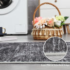 RUGSREAL Bedroom Rug 3x5 Washable Rug for Living Room Small Entryway Carpet with Rubber Backing Stain Resistant Dining Room Throw Mat Modern Solid Color Area Rug for Bedside Kitchen, Dark Grey