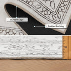 ReaLife Rugs Machine Washable Area Rug Runner - Living Room Bedroom Bathroom Kitchen Entryway Office - Padded Low Pile Stain Resistant Premium - Boho Farmhouse Vintage - Paige - Ivory 3' x 5'