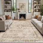 LUMI 8x10 Washable Area Rug for Living Room, Ultra Soft Traditional Vintage Rugs Non Slip with Rubber Backing, Low Profile, High Traffic, Stain Resistant Carpets, Ideal for Bedroom, Dining Room
