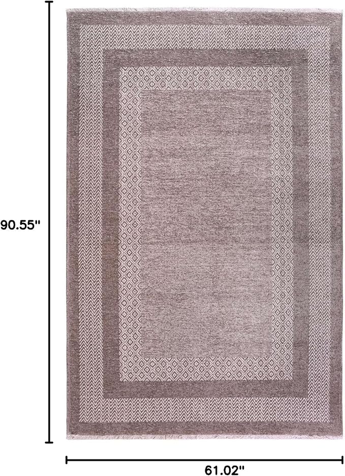 Alfa Rich 5x8 Light Gray Washable Area Rugs for Living Room Bedroom Kitchen Dining Cotton Decor Rug