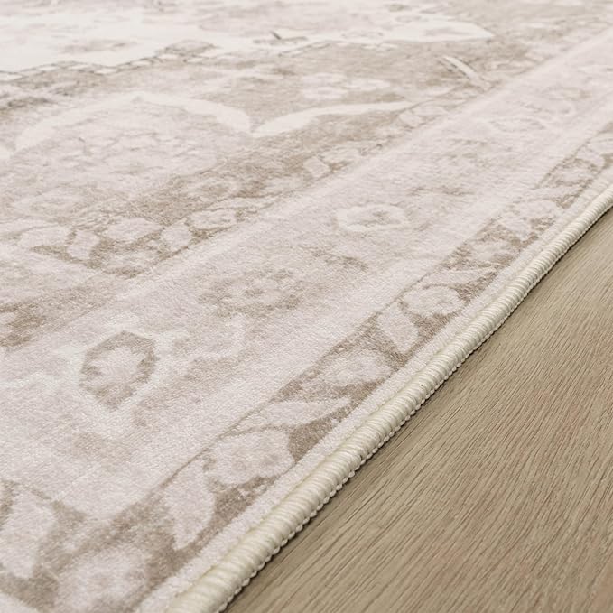 Paco Home Vintage Area Rug with Faded Oriental Pattern in Beige, Size: 6'7" x 9'2"
