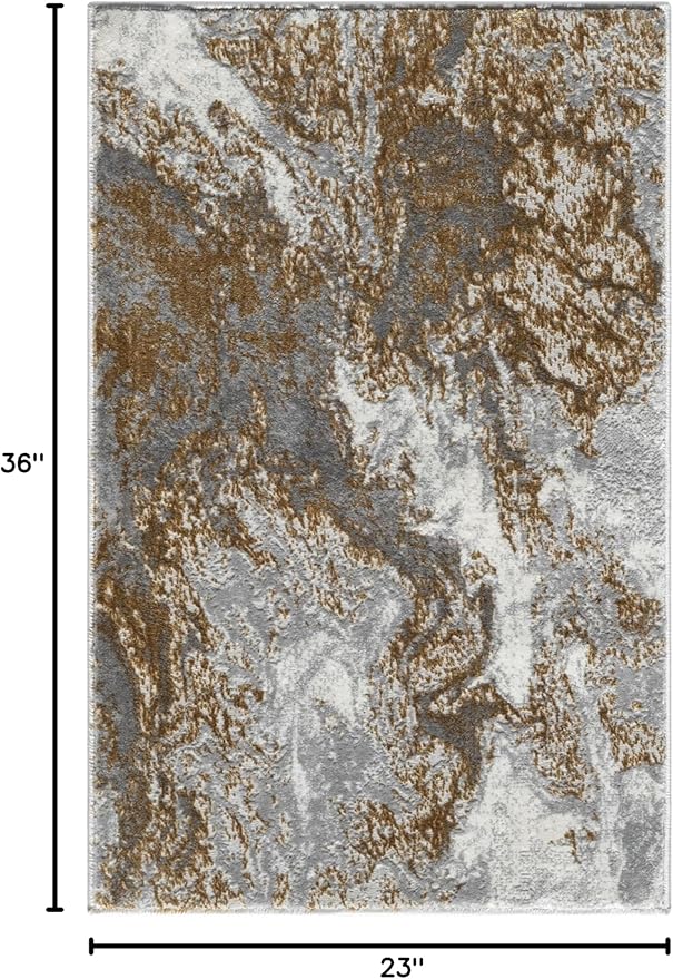 LUXE WEAVERS Marble Swirl Abstract Area Rug, Gray 2x3
