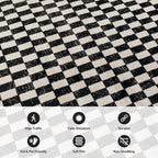 Rugshop Black and White Checkered Area Rug – High-Contrast Grid Pattern Carpet for Living Room, Bedroom, or Dorm – Trendy Contemporary Soft Floor Décor 2' 3" x 12' Runner Black