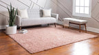 Unique Loom Davos Shag Collection Area Rug - Solid (5' 1" Square, Dusty Rose)