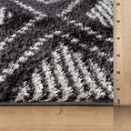 Rugshop Geometric Shag Area Rug Anthracite Dark Gray and White 5' x 7' Great for Bedrooms, Living Rooms, or Under Coffee Tables