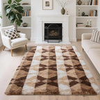 4x6 Area Rugs for Living Room Bedroom, Soft Fluffy Shaggy Bedside Rug, Indoor Floor Carpet for Kids Playroom, Dorms, Nursery Rooms, Home Decor (Coffee Ombre 4'x6')