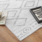 jinchan Moroccan Runner Rug 2x6 - Kitchen Machine Washable Runner Rug Modern Geometric Soft Low-Pile Lightweight Non-Slip Carpet for Entryway Hallway Laundry Room Bedroom Farmhouse (2x6ft, Grey)