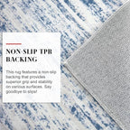 Modern Abstract Entryway Rug Indoor 2x3 Washable Rug Non-Slip Soft Small Area Rug Blue White Kitchen Mats Thin Print Faux Wool Floor Carpet Throw Rugs for Entrance Bedroom Office Home Decor
