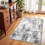 Washable Abstract Rug, 2x3 Small Modern Area Rugs with Non-Slip Rubber Backed for Kitchen, Thin but Soft Throw Carpet Bedroom Entryway Front Door Decor, Dark Grey