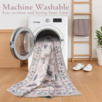 Lahome Insect Machine Washable Rugs 5x7, Non Slip Soft Pink Rugs for Bedroom Girls Living Room, Ultra-Thin Stain Resistant Accent Carpet for Dining Room Office Nursery(5'x7',Pink)