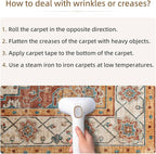 YJ.GWL Area Rugs for Living Room 4x6 Machine Washable Rugs for Bedroom, Non Slip Floral Vintage Rug Indoor Carpet, Stain Resistant Throw Rug for Dining Room Kitchen, Brick Orange