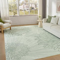 WITSHOCK 10x14 Washable Rug for Living Room,Modern Floral Distress Print Pattern Area Rugs,Stain Resistant with Non Slip Backing Carpet for Dining Room,Bedroom & Home Decor,Green/Light Green