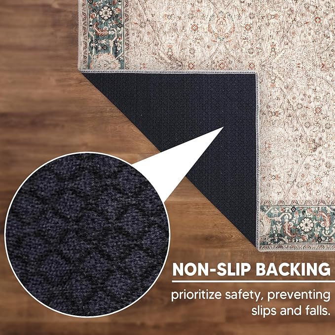 Keen Home Design 2x7 Rug - Machine Washable Runner Rug with Non-Slip Backing, Ideal for Hallway, Entryway, Kitchen, Laundry Room - Vintage, Easy Clean, Durable, Low Pile - (2'6" x 7')