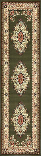 Unique Loom Reza Collection Traditional Persian Style Area Rug, 2 ft 7 in x 10 ft, Olive/Ivory