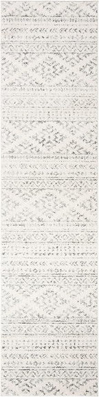 SAFAVIEH Tulum Collection Runner Rug - 2' x 21', Ivory & Grey, Moroccan Boho Tribal Design, Non-Shedding & Easy to Clean, Ideal for Living Room, Hallway, Foyer, Bedroom (TUL272A)