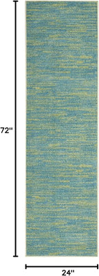 Nourison Home Nourison Essentials Blue Green 2' x 6' Area Rug - Easy Clean, Non Shedding, Bed Room, Living Room, Dining Room, Kitchen (6' Runner)